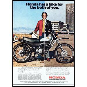 1975 Honda MT-250 K1 Enduro Motorcycle Vintage Print Ad Downtown City Wall Art
